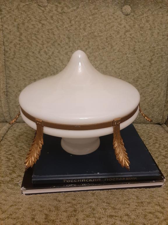 ЛЮСТРА ПЛАФОН СТАЛИНСКИЙ АМПИР МОЛОЧНОЕ ДВОЙНОЕ СТЕКЛО СССР