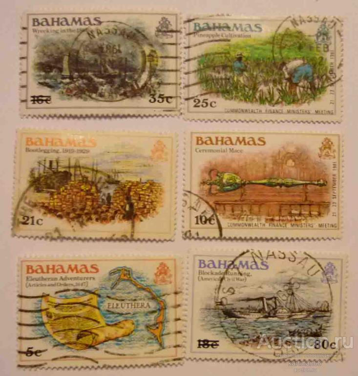 24.35  МАРКИ БАГАМСКИЕ ОСТРОВА  История Багамских островов  6 ШТ 1980 г