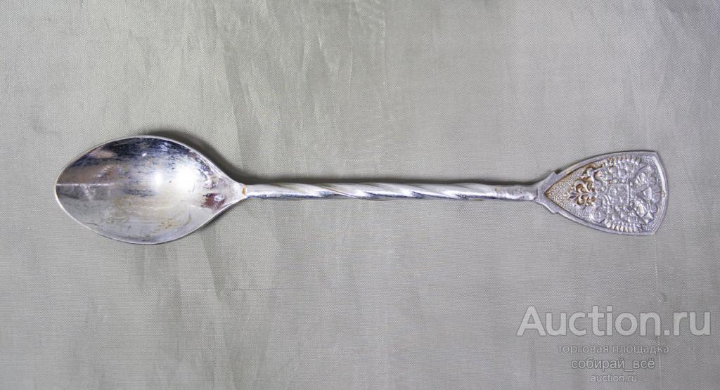 Ложка чайная Герб, металл, потертости, царапины,  длина 14,7 см  (4)