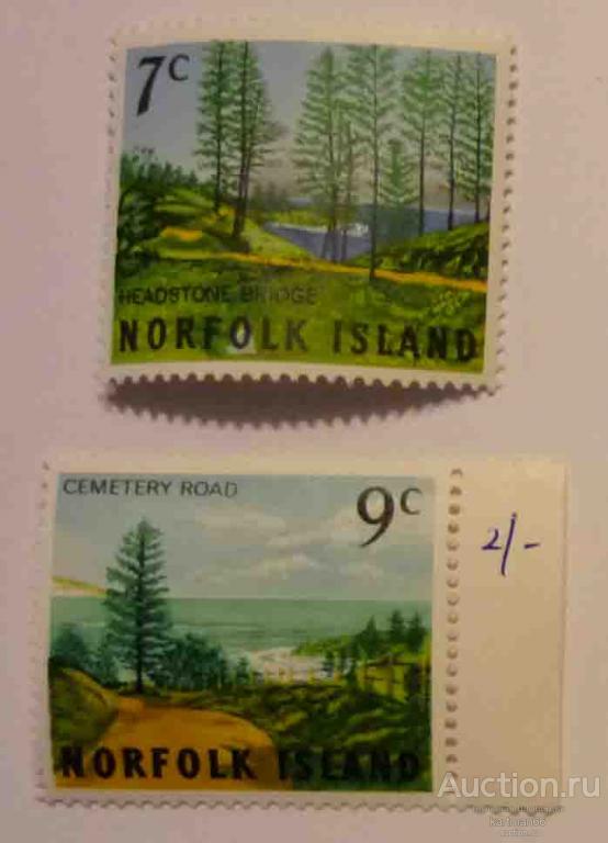 24.35 МАРКИ ОСТРОВ НОРФОЛК  Местные мотивы   2 ШТ 1966 г
