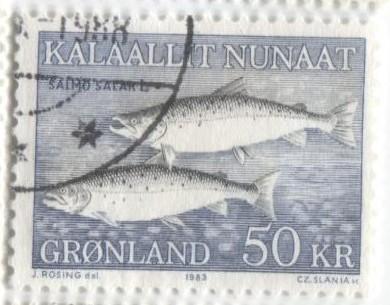 1983 Гренландия Морские обитатели.Атлантический лосось 1м гаш