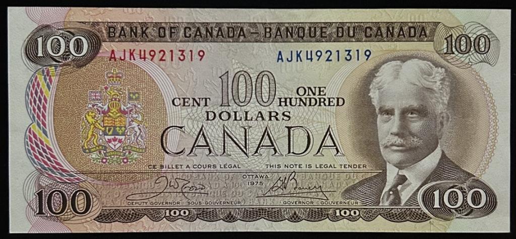 Канада 100 долларов 1975 год Состояние на фото