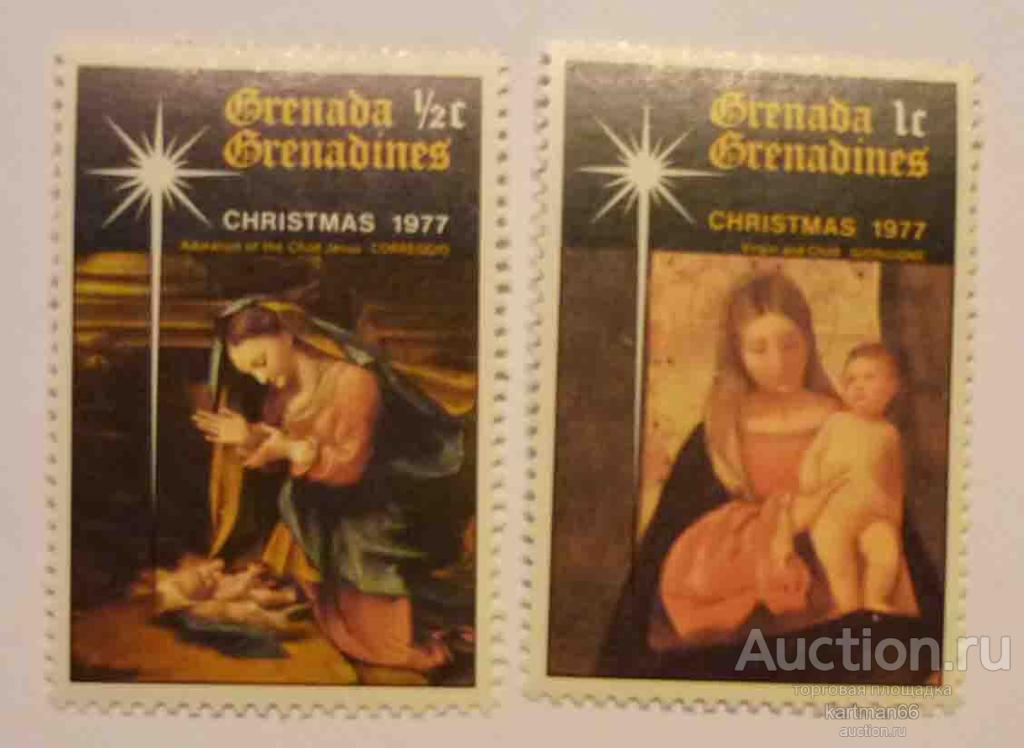 24.35 МАРКИ ГРЕНАДА ГРЕНАДИНЫ РОЖДЕСТВО   2  ШТ 1977  Г