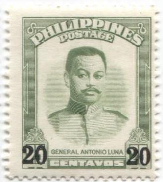 1960 Филиппины Надпечатка нового номинала.Генерал А. Луна 1м *