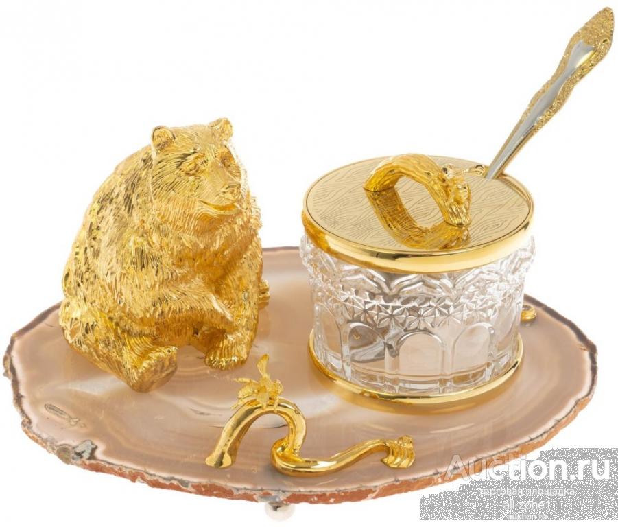 Медовница подарочная на агате МЕДВЕДЬ 072130116