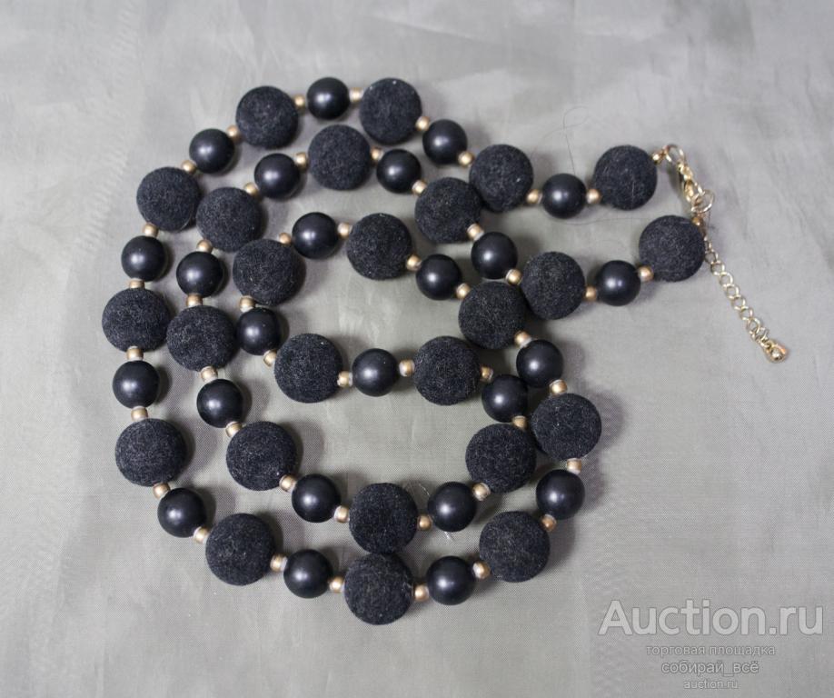 Бусы чёрные шары, длина 80 см (6)