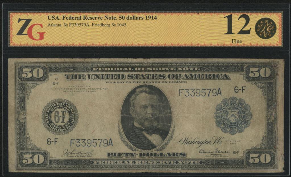 США. Federal Reserve Note. 50 долларов 1914 г. Атланта.