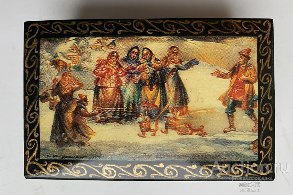 Шкатулка "По щучьему велению" Федоскино папье-маше СССР