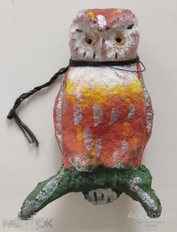 Елочная игрушка СОВА Вата? папье -маше? СССР