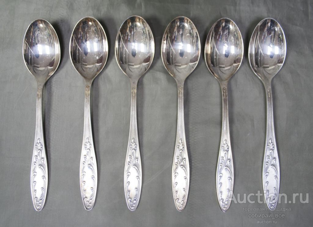 Набор Ложки 6 шт, десертные, мельхиор, Кольчугино, длина 17 см (2)