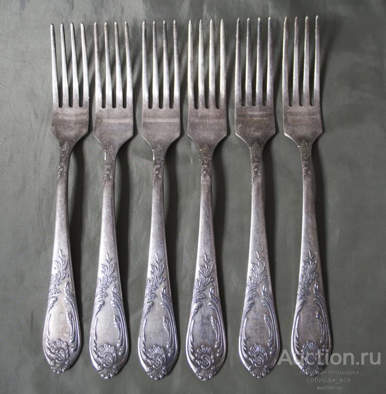 Набор Вилки 6 шт, столовые, мельхиор, ЗиШ, длина 21 см (7)