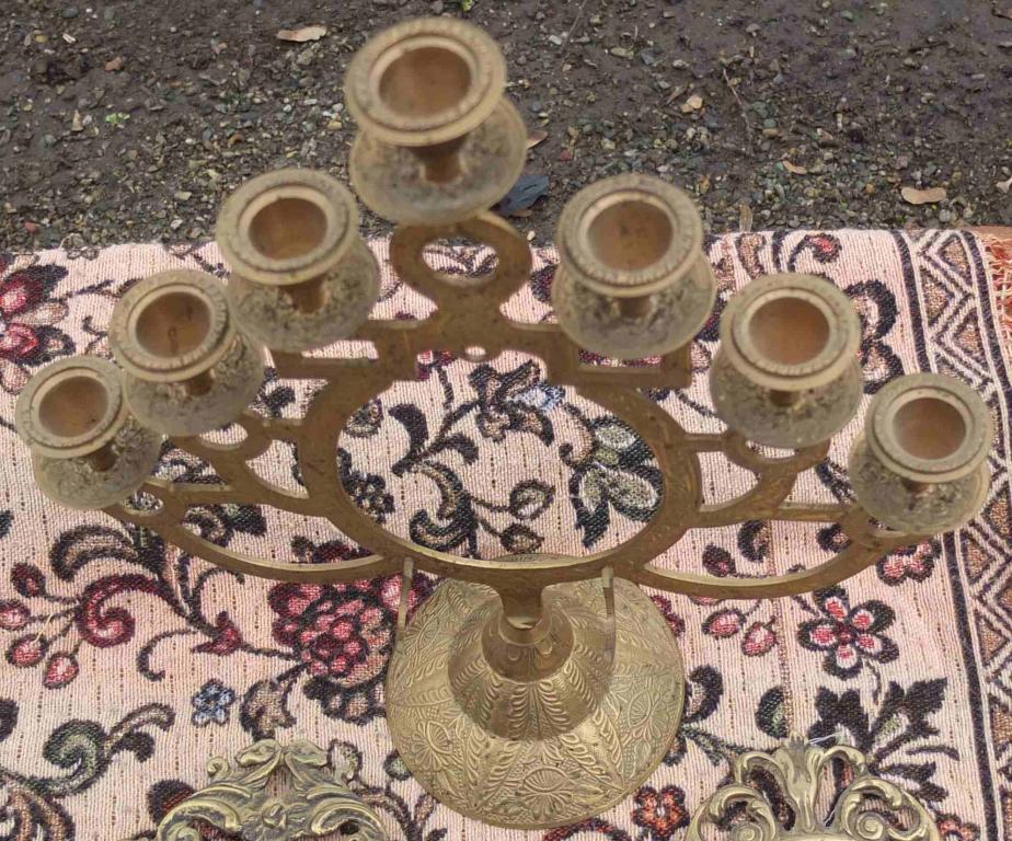 минора 7ми рожковая, еврейская, высота 33 см, латунь