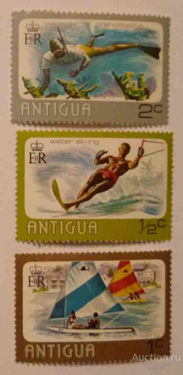 24.35 МАРКИ Антигуа Водные виды спорта  3 шт   1976 г