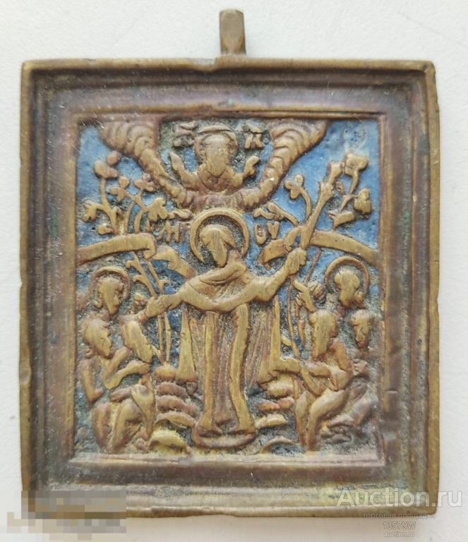 икона литая «Богоматерь всех скорбящих радость» Эмаль . литье бронза икона пластика вершок