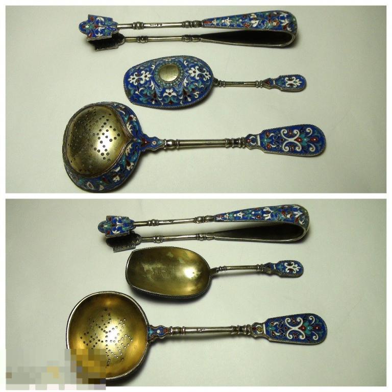 Чайный набор   84  проба эмаль 123,8гр.