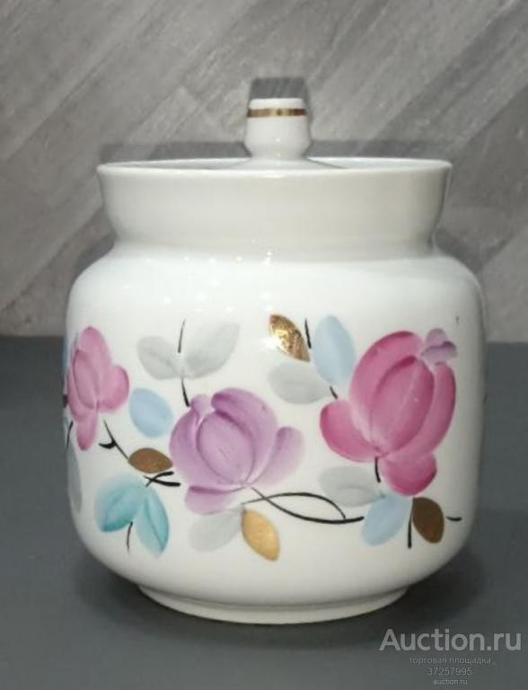 Сахарница Цветы фарфоровый завод Богдановичи СССР