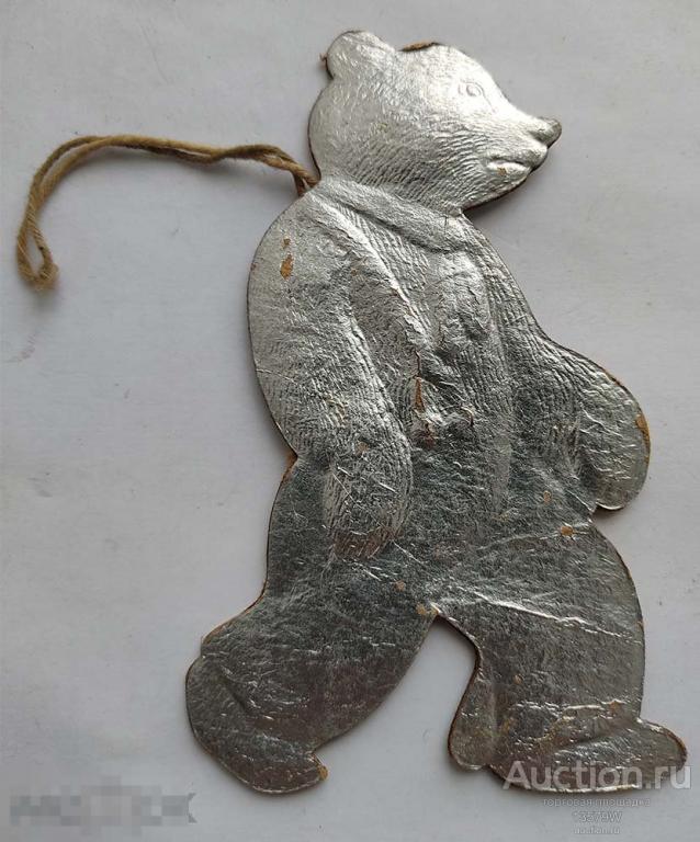 Картонаж медведь ( мишка в галстуке) большой , картон Елочные игрушка СССР