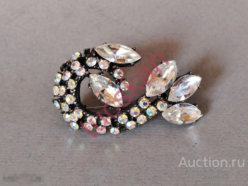 Брошка брошь времен СССР 5 см чешское стекло