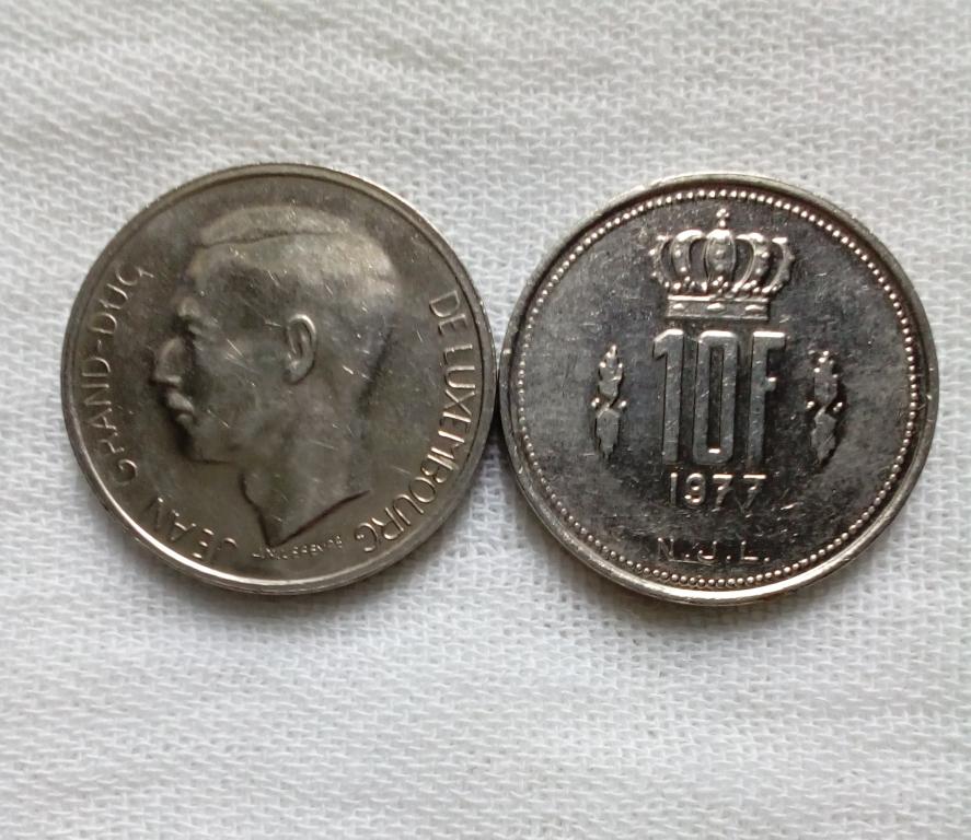 Люксембург 10 франков 1977 год