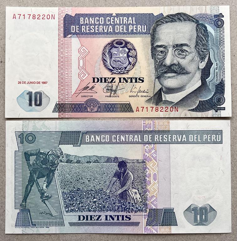ПЕРУ 10 ИНТИ 1987 ГОД UNC