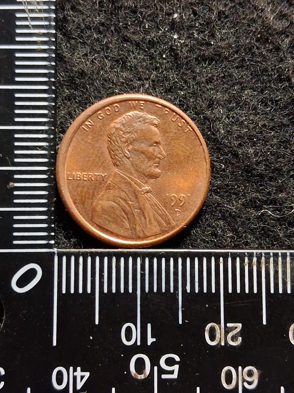 Монета "1 ЦЕНТ 1991 D" / США