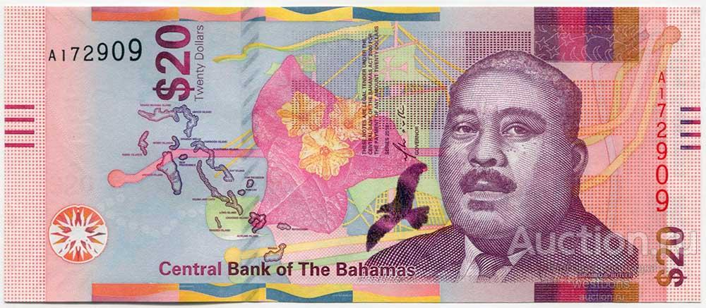 Багамы Багамские острова 20 долларов 2018 г. KM 80 UNC