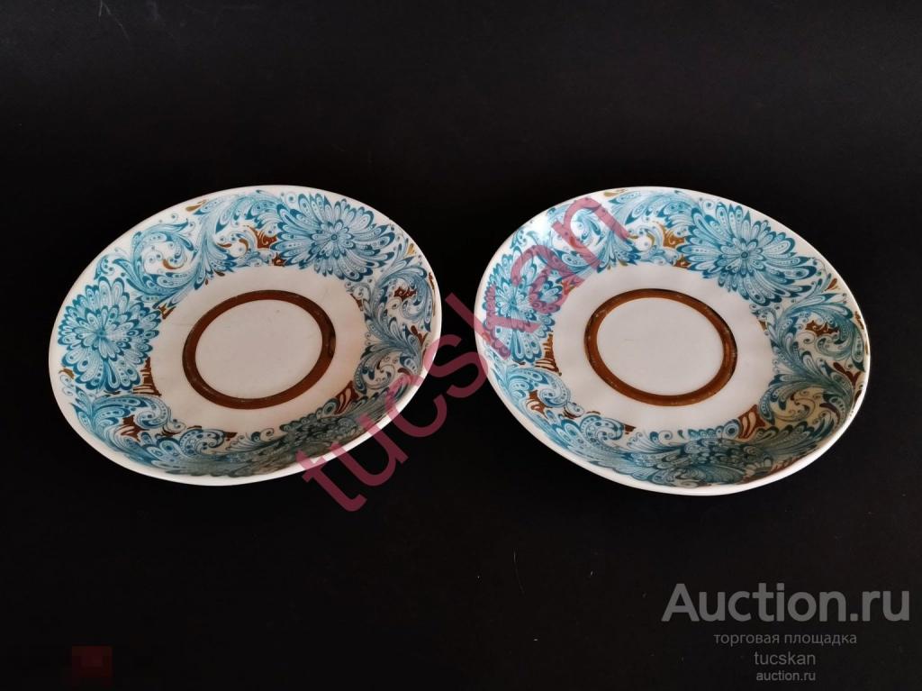 Блюдца ЛФЗ фарфор Синяя птица мультилот