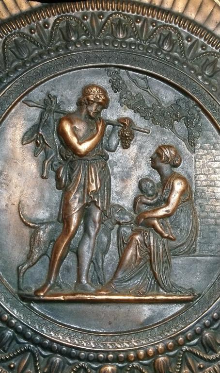 Чеканка медная СССР Древняя Греция семья охота собака материнство ребёнок