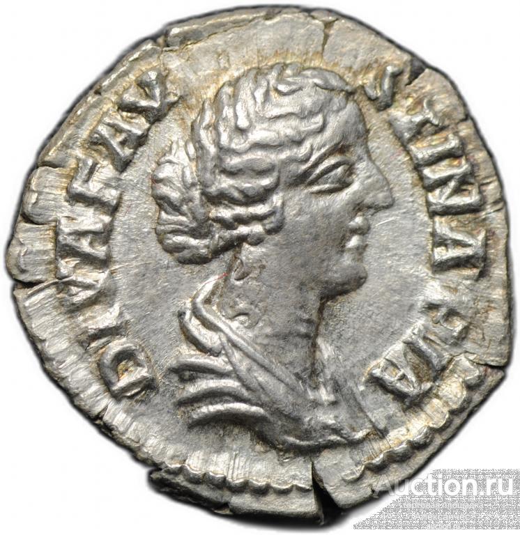 Монета Денарий 175-176 Фаустина II Младшая Павлин Римская Империя