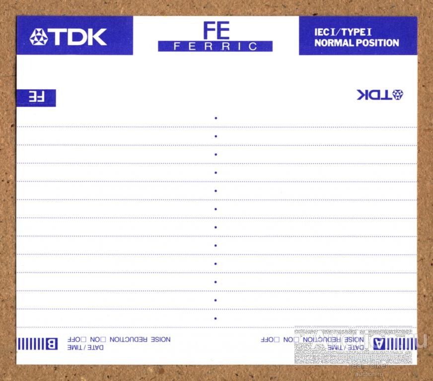 Вкладыш от кассеты TDK FE