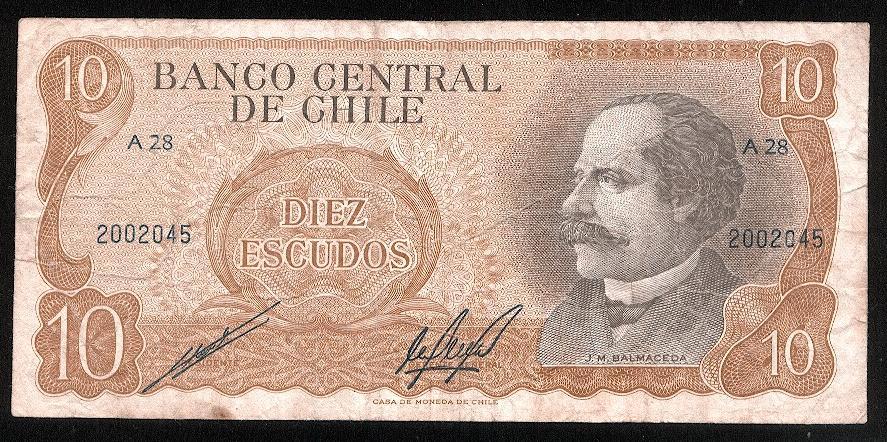 Чили 10 эскудо 1967 г.