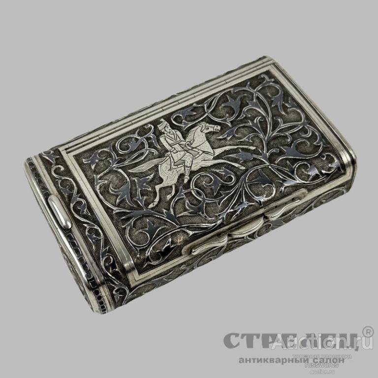 Портсигар серебряный. Сазиков И. Российская империя, 1886 год