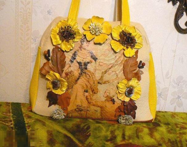 Эксклюзивные сумка "Королева солнечной долины" кожа ручная работа