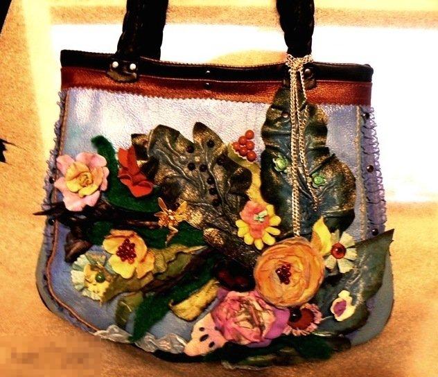 Эксклюзивные сумка "Дуновение весны" кожа ручная работа