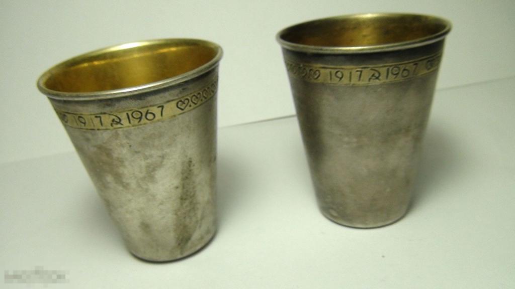 Стопки мельхиор 5 см   1917-1967 50 лет Советской власти