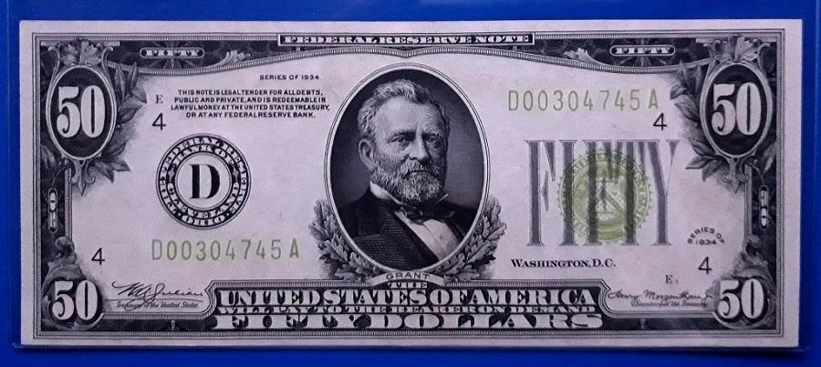 США 50 долларов 1934г  lgs  D 00304745 A