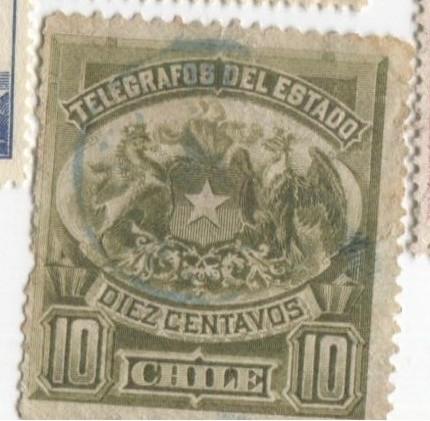 1891 Чили Телеграфная марка 10с .гаш