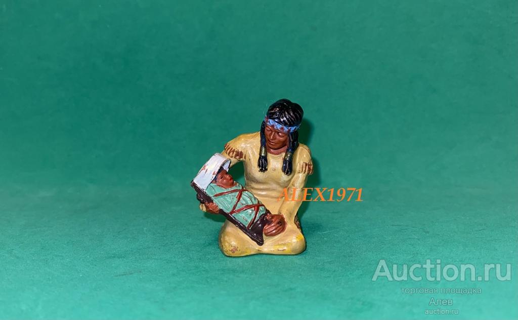 ELASTOLIN HAUSSER, № 6833 ИНДЕАНКА С РЕБЕНКОМ, ИНДЕЕЦ, КОВБОЙ, СОЛДАТИК, ВЕСТЕРН, ДИКИЙ ЗАПАД