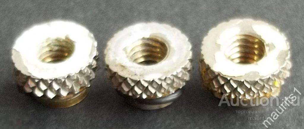 Стимпанк, лофт. Гайка с накаткой и фиксирующей пружиной. М4, латунь с покрытием.