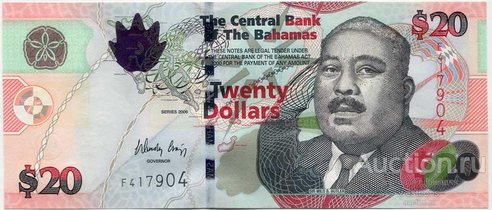 Багамы Багамские острова 20 долларов 2006 г. KM 74 UNC