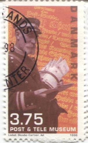 1998 Дания Открытие нового мужея почты и телекоммуникаций. Почтальон 1м .гаш