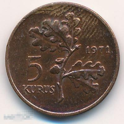 5708 Турция 5 куруш 1971 года