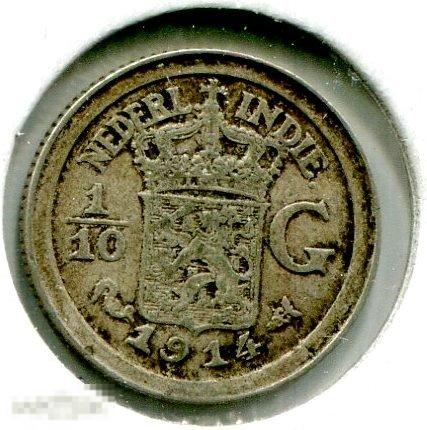 3916 Нидерландская Индия 1/10 гульдена 1914 года