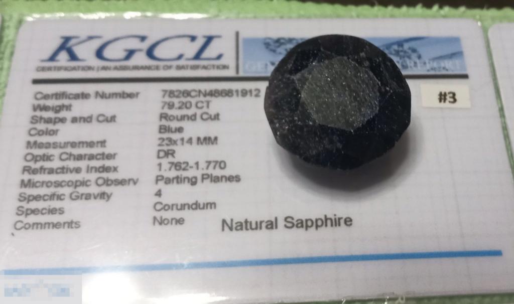3) Натуральный синий сапфир 79,20 карат сертификат