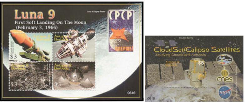 Антигуа и Барбуда космос 2006 M: 4390/4393+Block 633 Луна 9