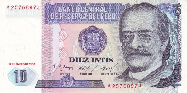 Перу 10 инти 1986 P128b пресс unc