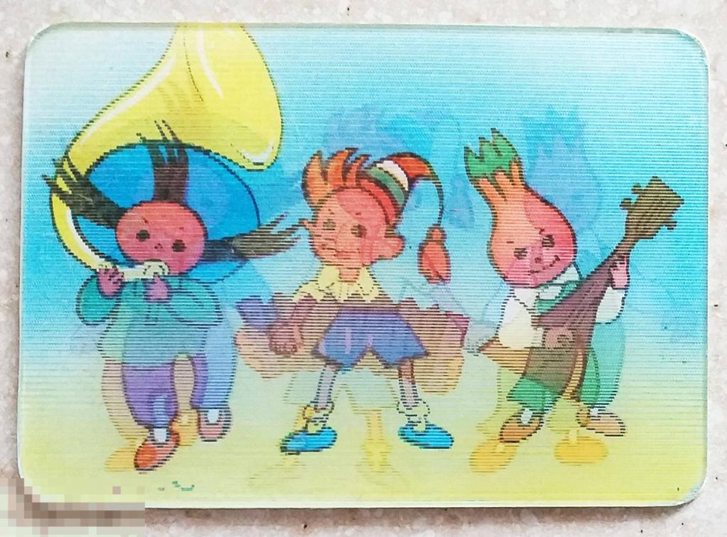 К13 Стерео календарик 1988 Буратино Чиполлино Гармошка балалайка