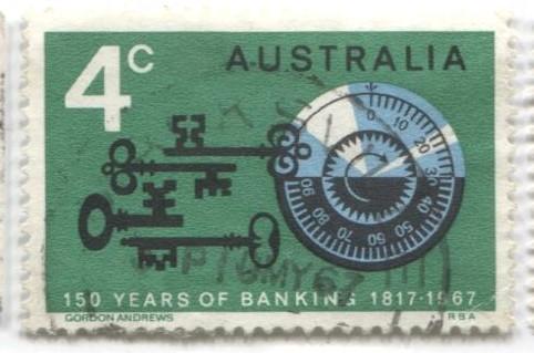 1967 Австралия. 150 лет австралийскому банку 1м.гаш