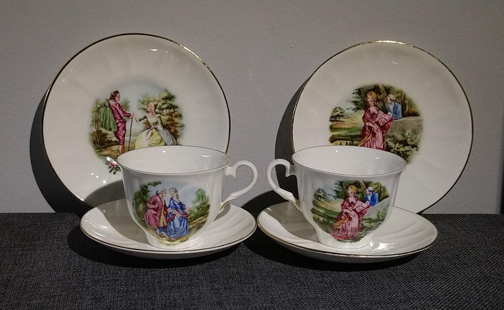 JIESIA Чайная кофейная тройка костяной фарфор Литва СССР 1970