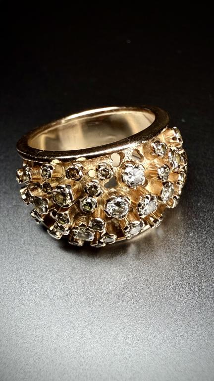 Золотое кольцо 583 пробы с бриллиантами СССР